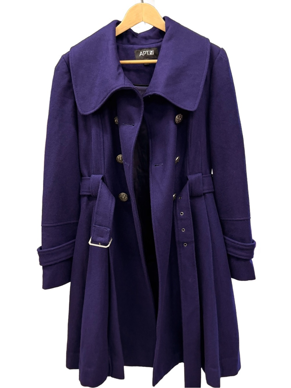 Apt. 9 Purple Double-Breasted Fit & Flare Wool Blend Coat — Size M